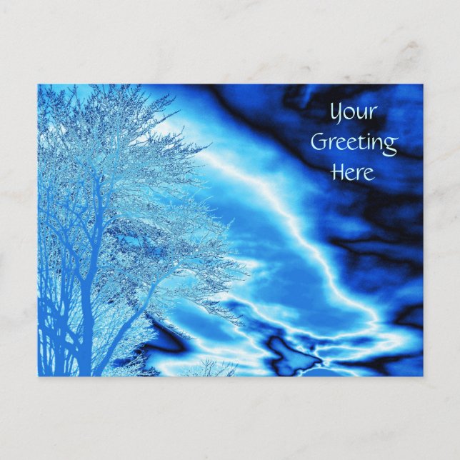 Dramatic Iced Blue Stormy Sky Postcard (Front)