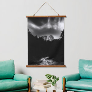 Dramatic landscape of mountains and river hanging tapestry
