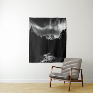 Dramatic landscape of mountains and river tapestry