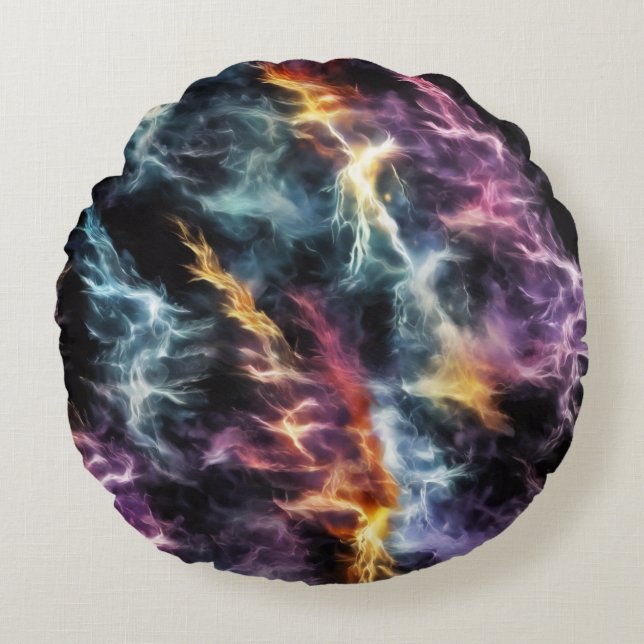 Dramatic Lightning  Round Cushion (Front)