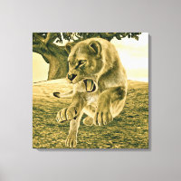 Dramatic Lioness Safari Wildlife Art