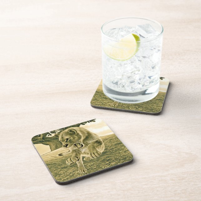 Dramatic Lioness Safari Wildlife Art Coaster (Right Side)