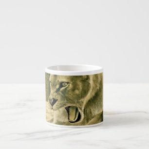Dramatic Lioness Safari Wildlife Art Espresso Cup