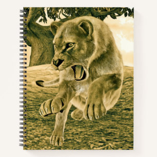 Dramatic Lioness Safari Wildlife Art Notebook