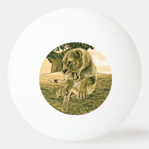Dramatic Lioness Safari Wildlife Art Ping Pong Ball