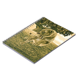 Dramatic Lioness Safari Wildlife Art Spiral Notebook