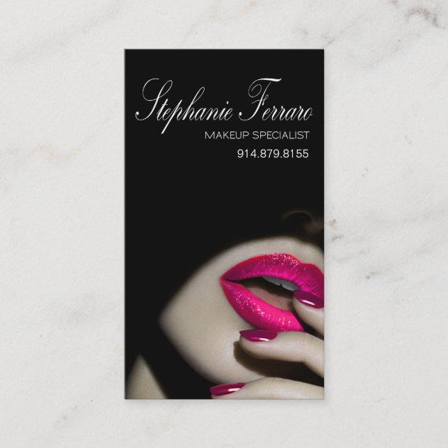 Dramatic Lips Makeup Artist | cerise Business Card (Front)