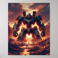 Dramatic Mecha Standoff - AI Generated War-Torn