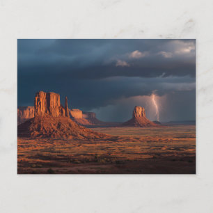 Dramatic Monument Valley Lightning  Postcard