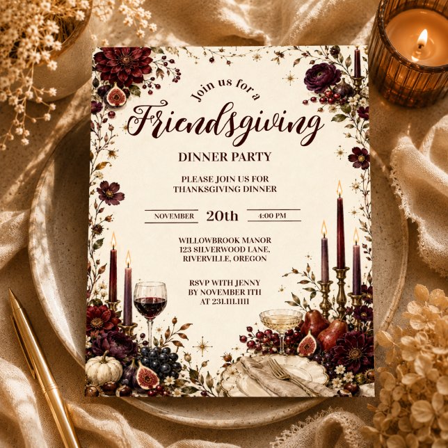 Dramatic Moody Autumn Friendsgiving Invitation (Creator Uploaded)
