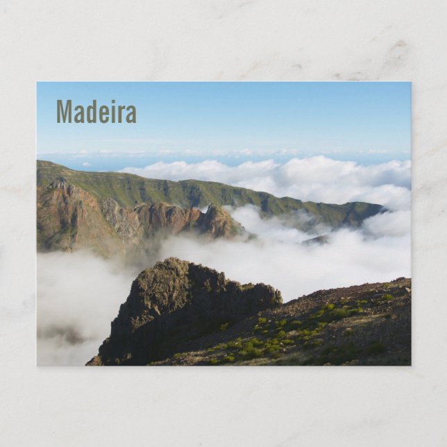 Dramatic Mountain Landscape with Clouds in Madeira Postcard (Front)