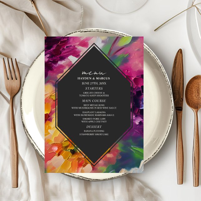 Dramatic Multicolor Floral Wedding Menu (Creator Uploaded)