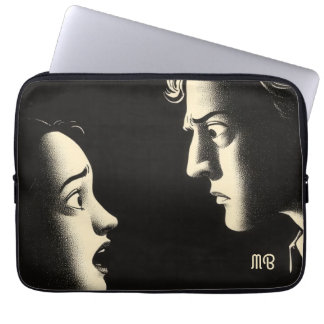Dramatic Noir Confrontation Vintage Illustration Laptop Sleeve