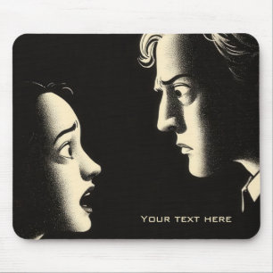 Dramatic Noir Confrontation Vintage Illustration Mouse Pad