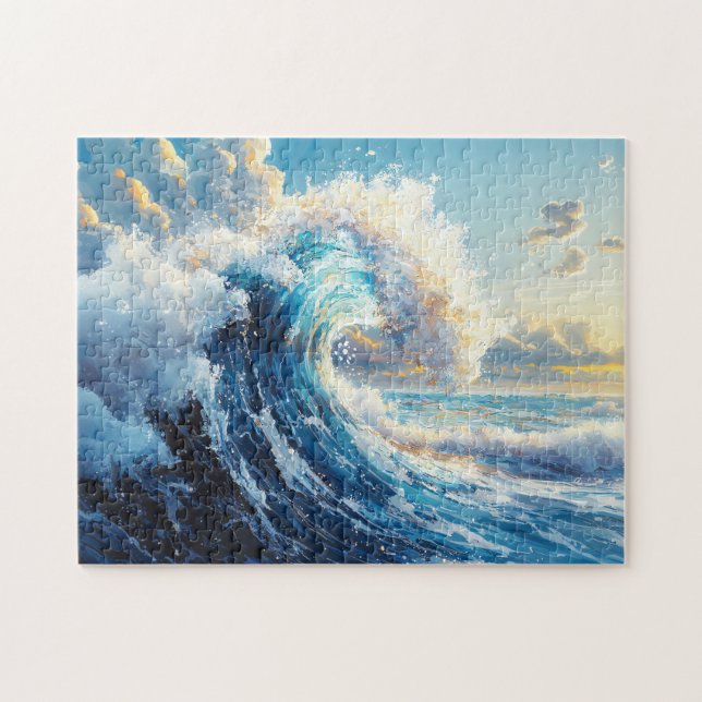 Dramatic Ocean Wave at Sunset Jigsaw Puzzle (Horizontal)