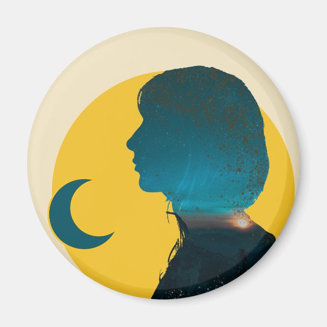 Dramatic Orange Geometric Female Sunset Expression Magnet (Front)