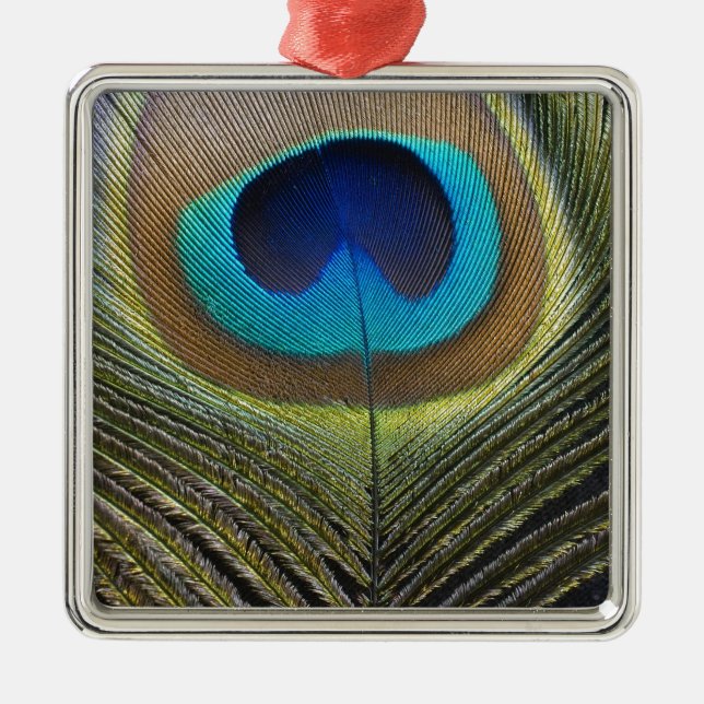 Dramatic Peacock Feather Metal Tree Decoration (Front)