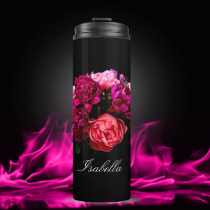 Dramatic Pink And Purple Peonies Name Thermal Tumbler