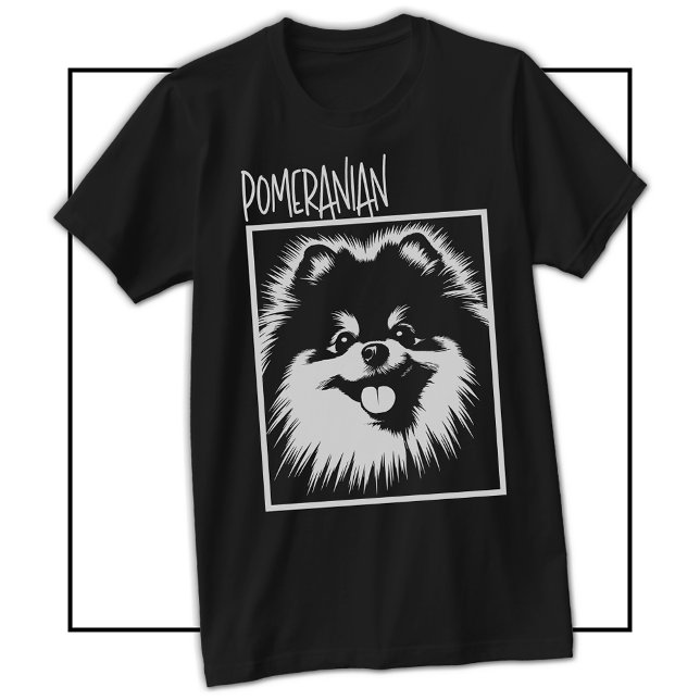 Dramatic Pop Art Pomeranian White On Black T-Shirt (Dramatic Pop Art Pomeranian White On Black T-Shirt)