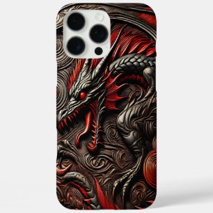Dramatic Red Dragon in Intricate Relief Design iPhone 16 Pro Max Case