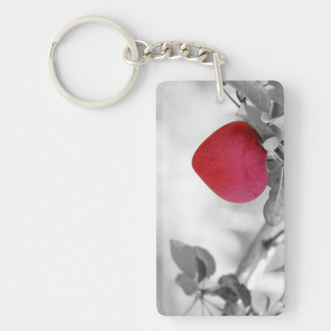 Dramatic Red Heart Shaped Apple Key Ring (Front)