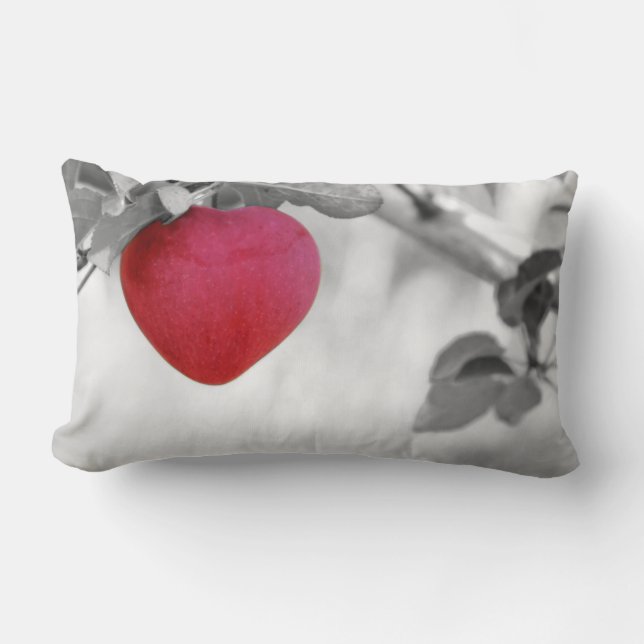 Dramatic Red Heart Shaped Apple Lumbar Cushion (Front)