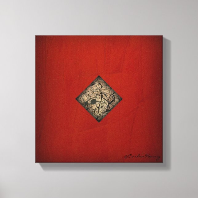 Dramatic Red Modern Canvas Art — Pollock Style (Front)