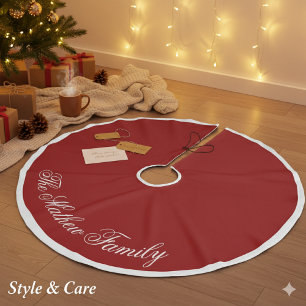 Dramatic Red Personalized Name Holiday Tree Skirt