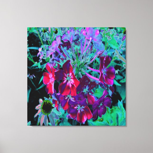 Dramatic Red, Purple and Pink Garden Flower Canvas Print (Front)