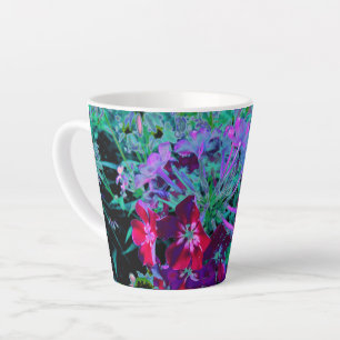 Dramatic Red, Purple and Pink Garden Flower Latte Mug