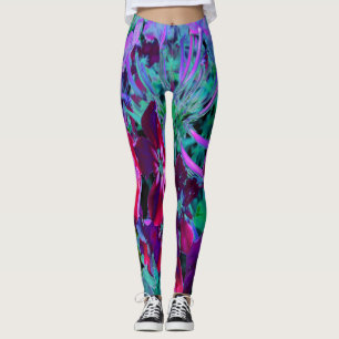 Dramatic Red, Purple and Pink Garden Flower Leggings