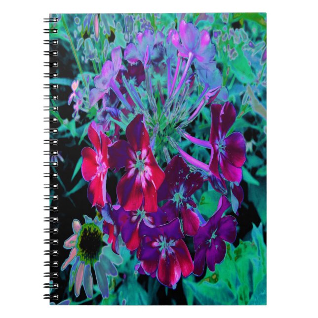 Dramatic Red, Purple and Pink Garden Flower Notebook (Front)