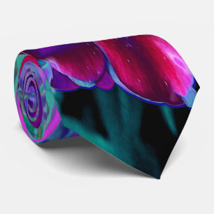 Dramatic Red, Purple and Pink Garden Flower Tie