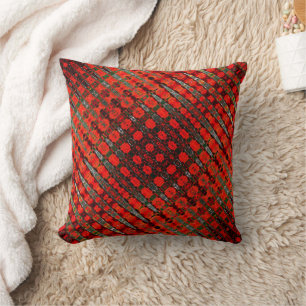 Dramatic Red Sine Waves Funky Pattern Cotton Cushion