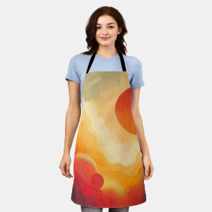Dramatic Red Sun Painting Apron