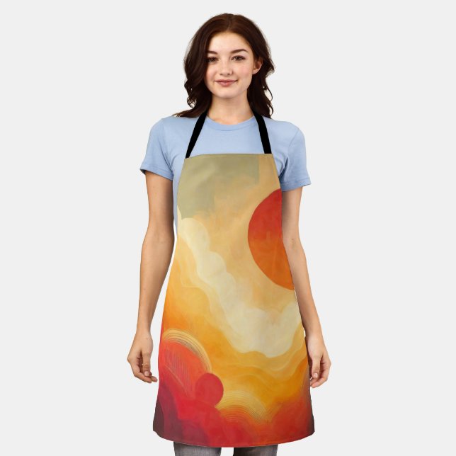 Dramatic Red Sun Painting Apron (Worn)