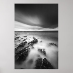 Dramatic rocky shore poster