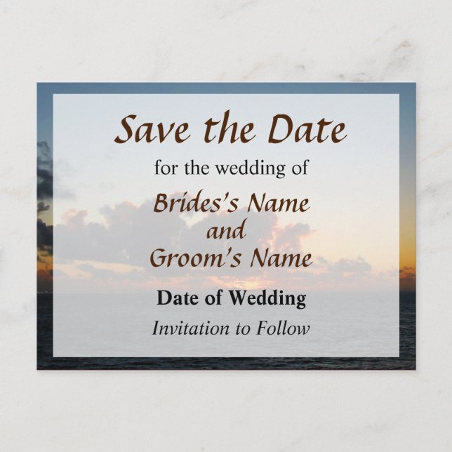 Dramatic Sea Sky at Dawn Save the Date Announcement Postcard (Front)