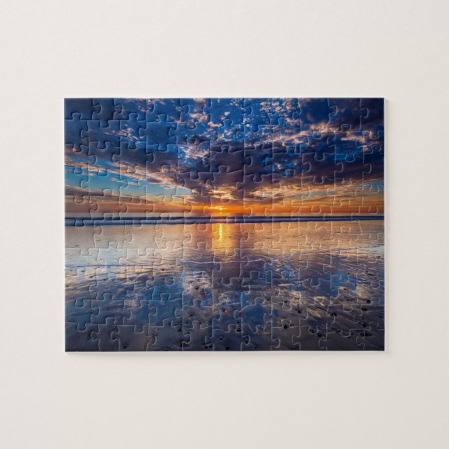 Dramatic seascape, sunset, CA Jigsaw Puzzle (Horizontal)