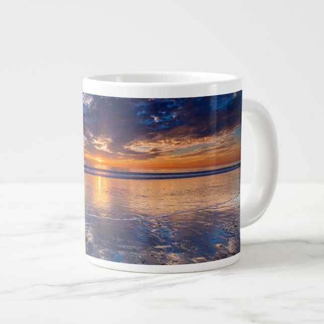Dramatic seascape, sunset, CA Large Coffee Mug (Front Right)