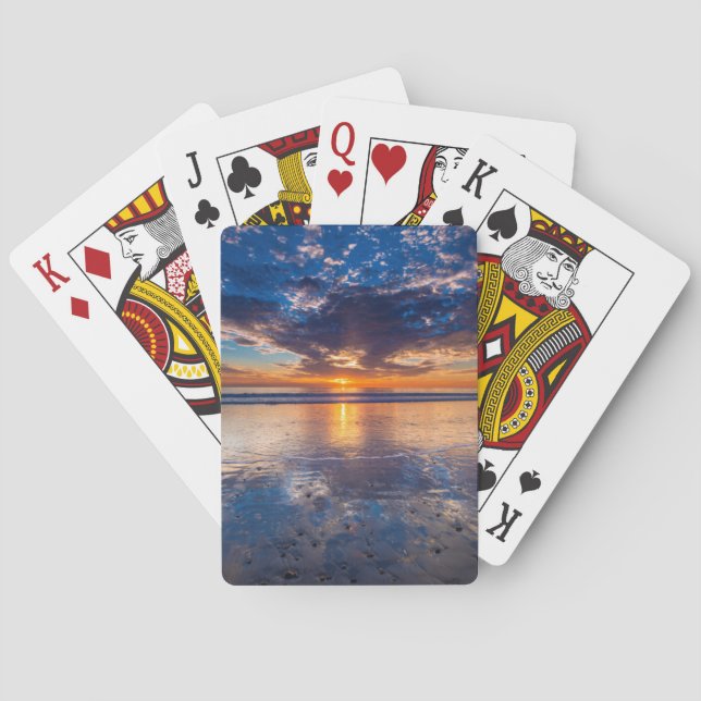 Dramatic seascape, sunset, CA Playing Cards (Back)