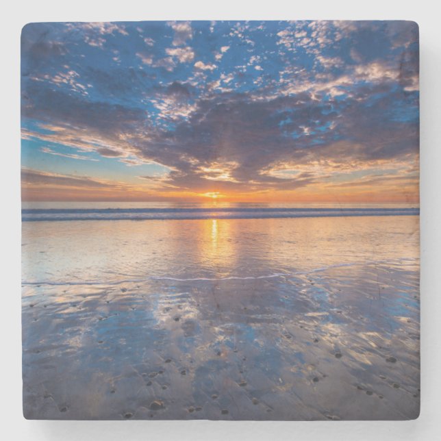 Dramatic seascape, sunset, CA Stone Coaster (Front)