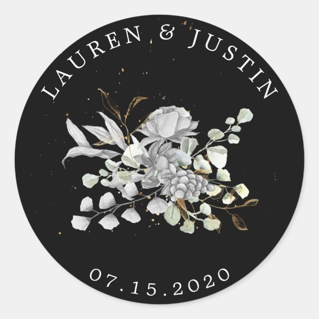 dramatic silver gold floral monogram Sticker (Front)