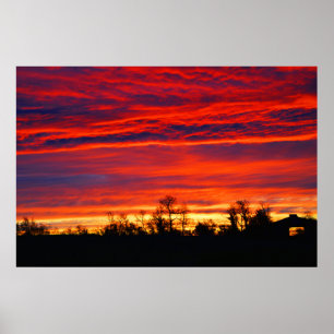 Dramatic sunrise in France Poster