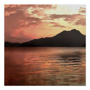 Dramatic Sunset At Koycegiz Landscape Art Poster