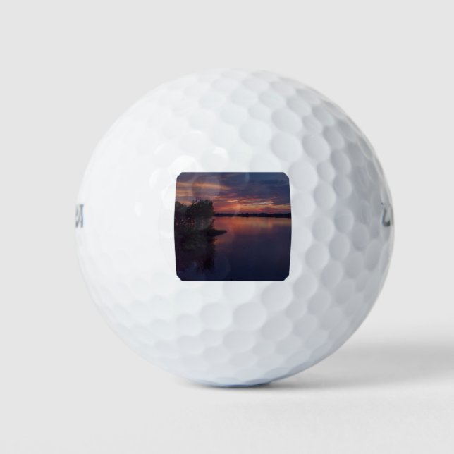 Dramatic sunset over Thousand Island river Golf Balls (Front)