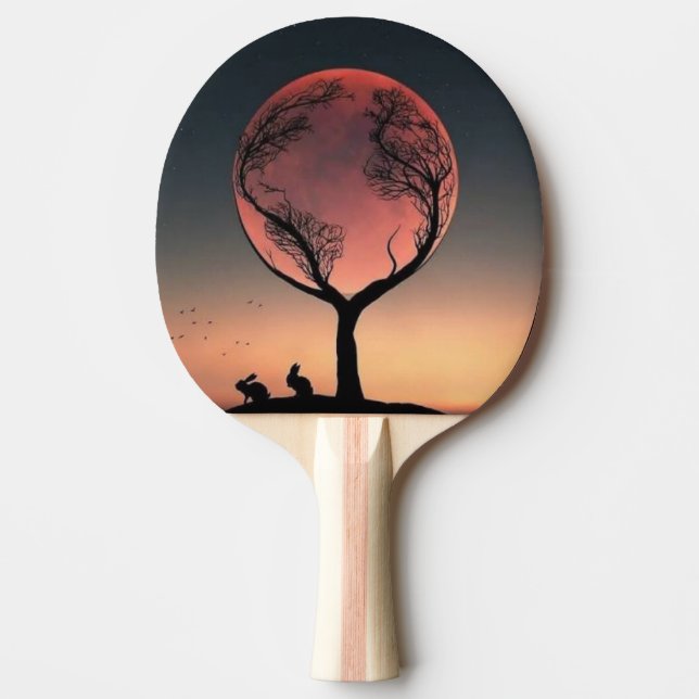 Dramatic Sunset Tree Landscape Cornhole Set Ping Pong Paddle (Front)
