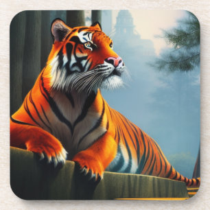 Dramatic Tiger Forest Portrait Coaster