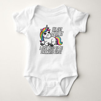 Dramatic Unicorn Overcoming in Style Baby Bodysuit