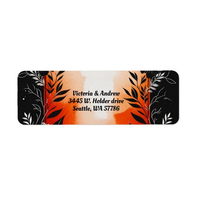 Dramatic Watercolor Black Orange Floral Wedding (Front)